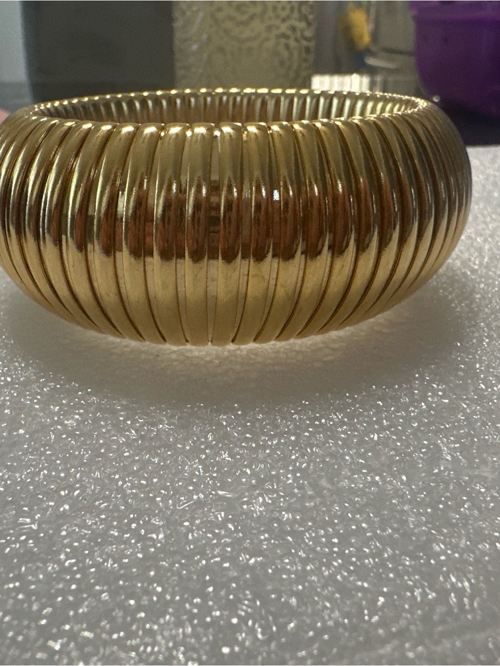 Marshall Gold Ribbed Dome Bangle Bracelet